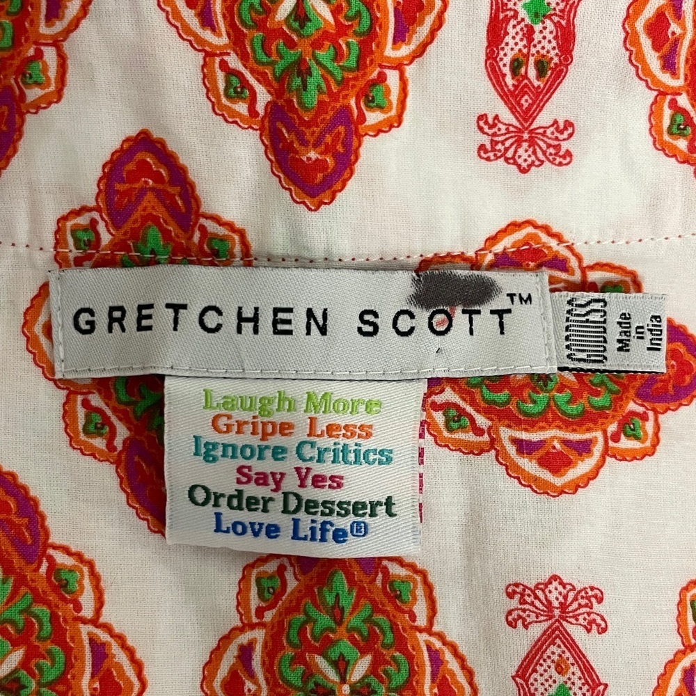 Gretchen Scott Tunic Top 3/4 Sleeve Sz XXL 2XL Goddess Orange Pink Beach - Picture 6 of 8